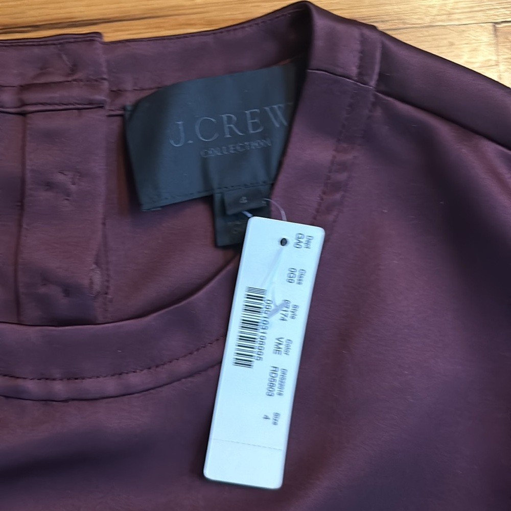 J. Crew Collection Burgundy/Maroon Satin Top/Blouse, size 4 - Picture 3 of 7